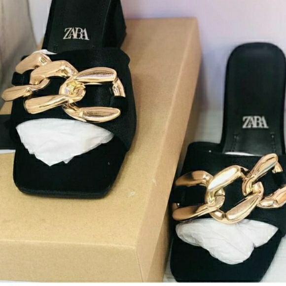 ZARA HEELED VELVET SANDALS WITH CHAIN Bloggers favorite - Picture 5 of 14